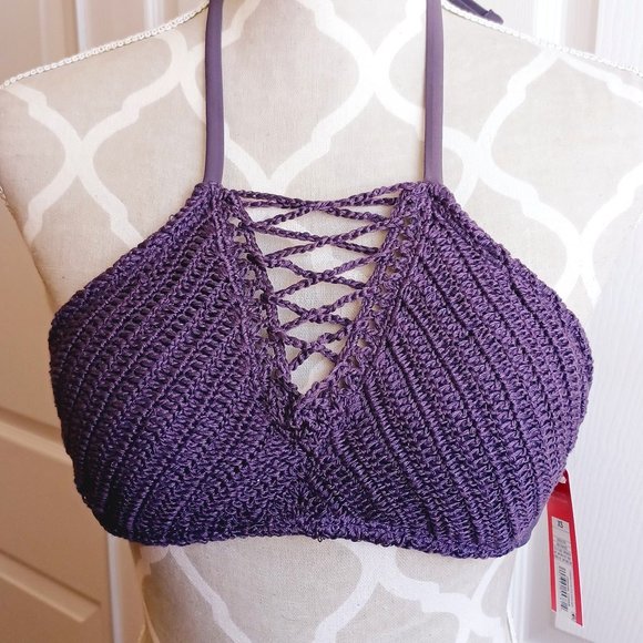 🎀 3/$30 NWT! Crocheted Swim Top - Built in Bra with back and neck ties (3318) - Picture 1 of 8